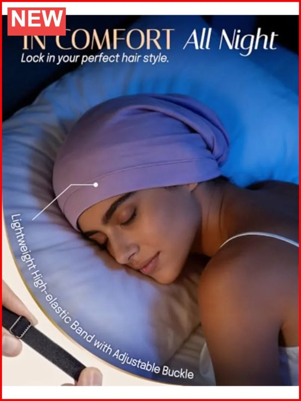 100% Mulberry Silk Bonnet for Sleeping with Adjustable Strap